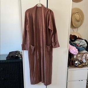 ZARA / Long Brown Open Cardigan - Small